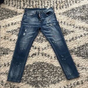 DSQUARED2 Blue Distressed Straight Leg Jeans